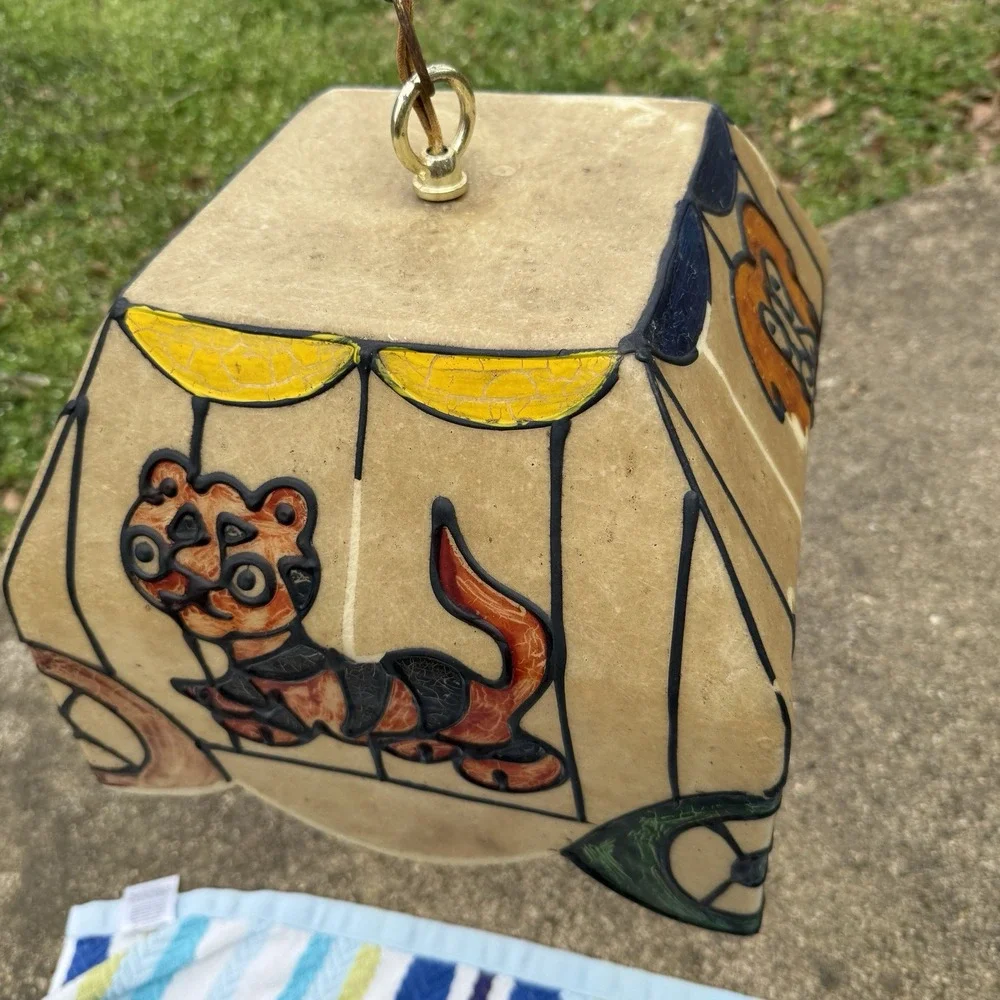 Vtg MCM light fiberglass lion tiger Circus Cage AS IS DECOR ONLY Lamp Kids Room*